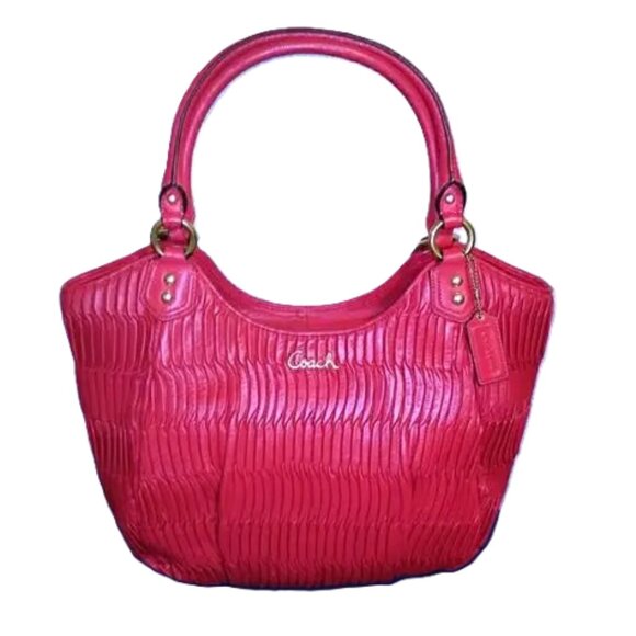 Coach Handbags - Euc Coach Ashley Gathering Pink Satchel Handbag Purse